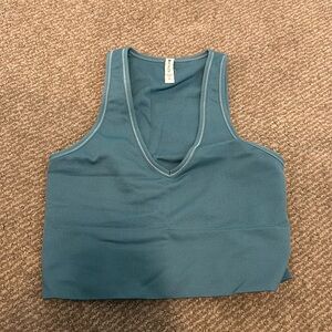 Blue ribbed athleta workout crop top size S